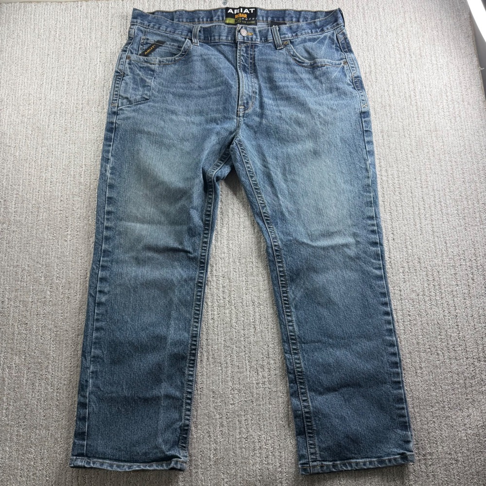 Ariat Rebar M5 Slim Straight Jeans Mens Size 40x30 Blue Denim RN105037